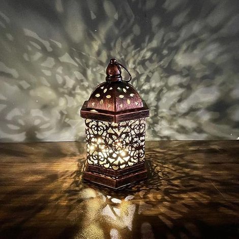 SPORTARC Lanterne marocaine pour bougies et lumières électriques, décoration intérieure et extérieure, résistante au vent, style arabe oriental, fait main, 16 x 10 cm