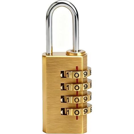 Cadenas à code 4 chiffres en laiton, Mini cadenas à combinaison Antirouille Cadenas Casier Code pour casier valise porte gymnase Antirouille et robuste pour intérieur et extérieur (1/5)