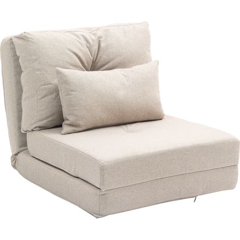 Ausziehbares Schlafsofa mit Fahrersitz, 1-Sitzer mit 1 Kissen und verstellbarer Rückenlehne, beige