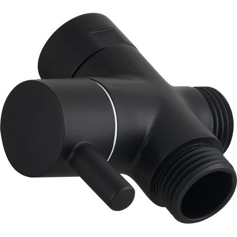 Válvula de tres vías, latón G 1/2, válvula de cierre para ducha, ducha, baño, negra, DSF007C (1/5)