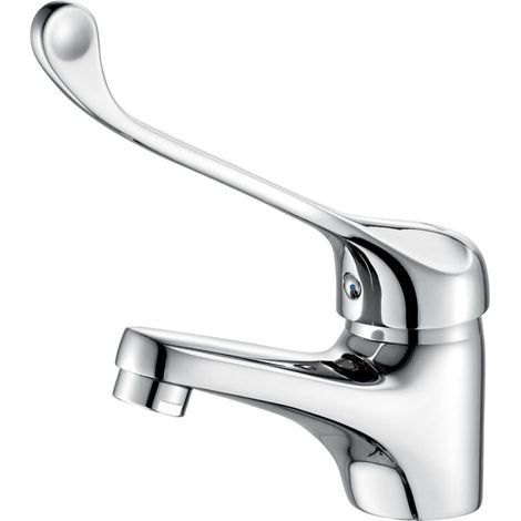 Bathroom Sink Mixer Tap with Medical Handle, Chrome, Silver