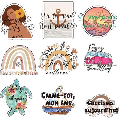 français Boho Bible verset autocollants Jésus Chrétien citation autocollants Cadeau religieux catholique 50PCS (1/5)