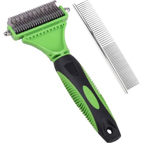 Filiyano-Peigne vert pour brosse à chien + peigne à rangées pour brosse à chat (1/4)