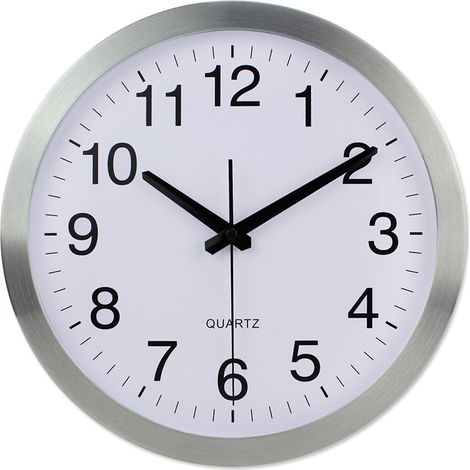 Orologio da parete radiocontrollato, silenzioso, in alluminio, per soggiorno, cucina, ufficio, camera da letto - Alluminio, 25 cm (1/5)