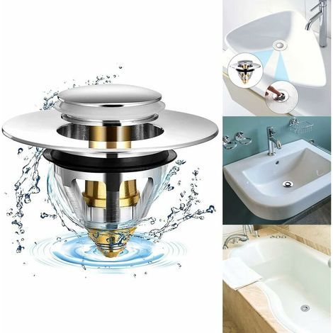 Tapón universal emergente para fregadero, filtro de desagüe antibloqueo, tapón para lavabo de baño, tapón para bañera y fregadero de cocina, para orificios de desagüe de 38-41 mm. (1/5)