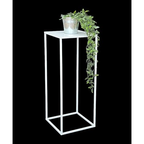 DanDiBo Blumenhocker Metall Weiß Eckig 70 cm Blumenständer Beistelltisch 96482 L Blumensäule Modern Pflanzenständer Pflanzenhocker