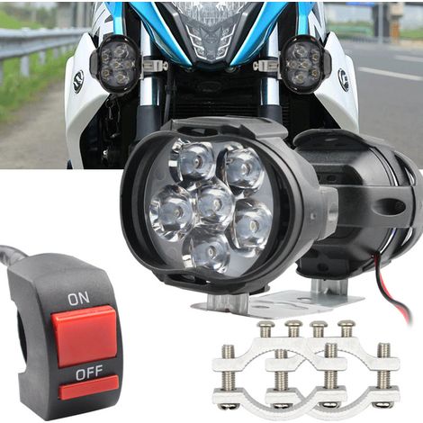 Phares, projecteurs et feux de signalisation à LED pour motos et véhicules électriques, kit de 6 projecteurs à LED, supports d'interrupteurs et fixations