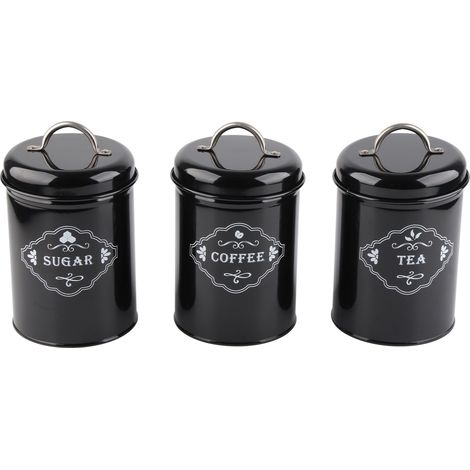 Lot de 3 bocaux hermétiques noirs pour rangement cuisine - Boîtes de conservation pour fournitures de pâtisserie (1/5)