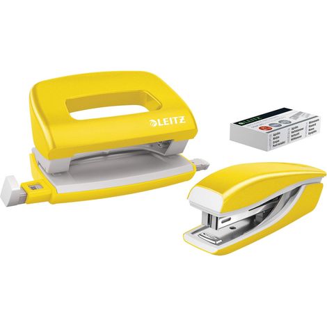 Leitz WOW Mini Heftgerät und Locher Gelb