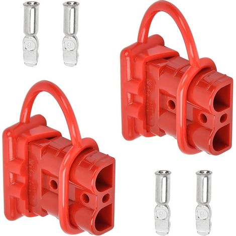 Lot de 2 connecteurs de batterie 600 V 50 A batterie déconnexion rapide déconnexion prise électrique connecteur de batterie prise rouge avec 4 bornes (1/5)