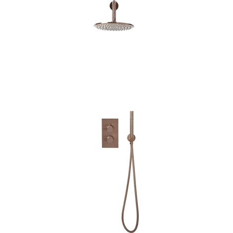 Orbit Core Thermostatic Concealed Mixer Shower with Shower Kit + Fixed Shower Head - Brushed Bronze (1/2)