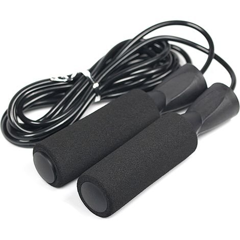 Corde à Sauter Réglable - Câble Acier Antienchevêtrement - Poignées à Roulements à Billes - Pour Entraînement Cardio Boxe Fitness Adulte - 1 Pièce (1/5)