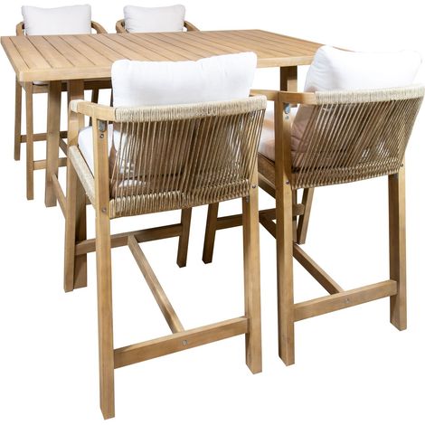 Ensemble de bar avec table haute et chaises en bois d'acacia 4 places, SAONA (1/5)