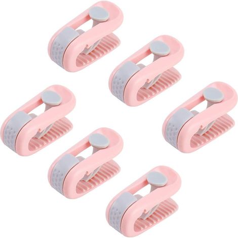 Juego de 6 pinzas para sábanas, sin alfileres, que incluye pinzas para colchas, pinzas para cortinas, pinzas antideslizantes para edredón y cintas para colchas. Color rosa. (1/5)