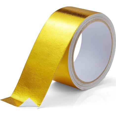 Aluminium Foil Sealing Tape, Metallic Gold Fiberglass Sealing Tape for Hose and Car Use 2 in x 4.6 m (1/5)