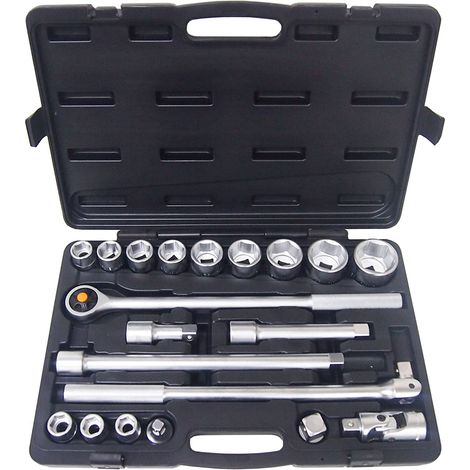 CASSETTA CHIAVI BUSSOLA 3/4″ ESAGONALI COMPLETA CRICCHETTI 20pz 19-50mm