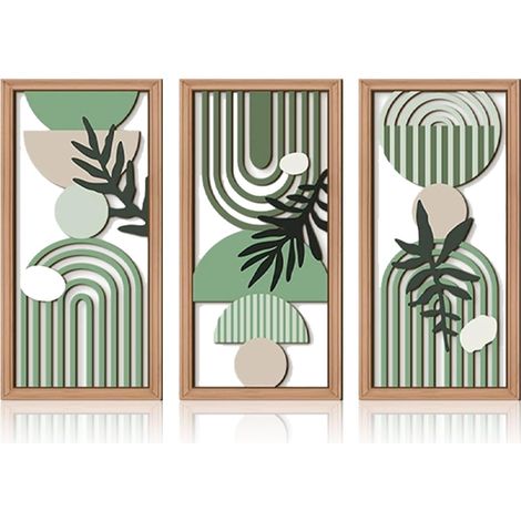 3 Pièces Decoration Murale en Bois,Sculpture Murale Bois (1/5)
