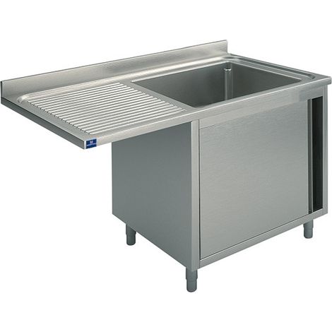 Plonge Sur Armoire Avec Porte Battante, Place Pour Lave-Vaisselle, 1 Bac à Droite, 1400X600 mm - Mastro