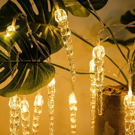 Rideau lumineux LED en forme de glaçon – 8 modes – pour maison, église, mariage, anniversaire (glaçon – blanc chaud) (1/5)