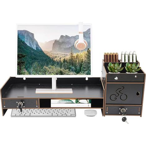 Supporto per monitor da scrivania per computer - Supporto rialzato - L'organizer per case, la custodia per lo schermo e i monitor sono rinforzati - Design accurato