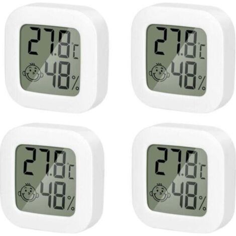 4 Pack Thermometre Interieur Mini Thermomètre Hygrometre Haute Précision Température Hygromètre Moniteur avec Air icône Confortable pour Cuisine Chambre de Bébé Serre Entrepôt Bureau - (1/4)