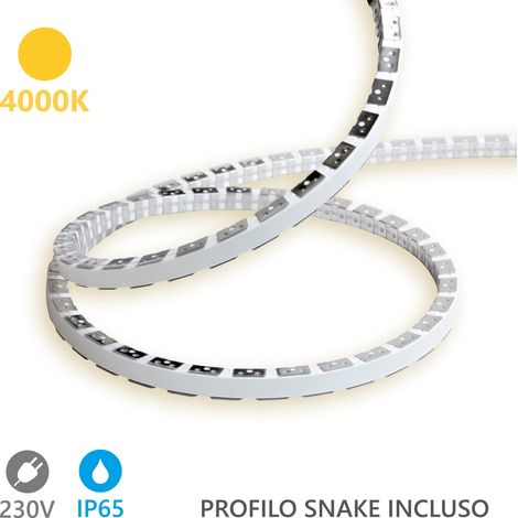 Bande LED Flexible Alcapower Snake Flex 5m IP65 230V 12W/m 4000K 120 LED/m Gaine Silicone Protection Humidité Haute Efficacité Lumière Naturelle (1/5)