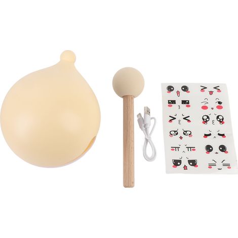 Veilleuse poisson en bois, 3 luminosité, lampe en Silicone Rechargeable, mignonne avec marteau autocollant, pour chambre à coucher, abricot (1/5)