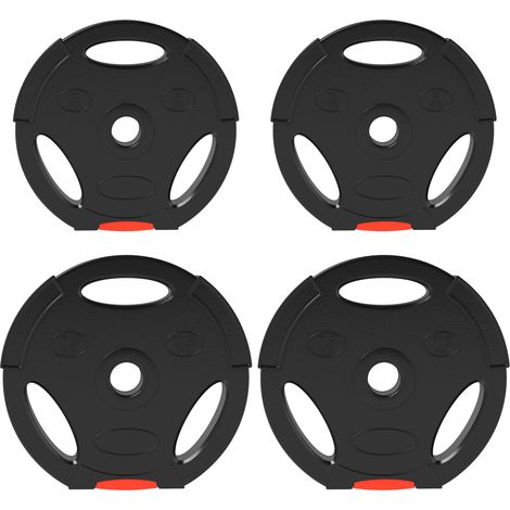 Set di 4 dischi pesi per allenamento 25 kg nero 2 x 7,5 kg e 2 x 5 kg MODENUIT (1/5)