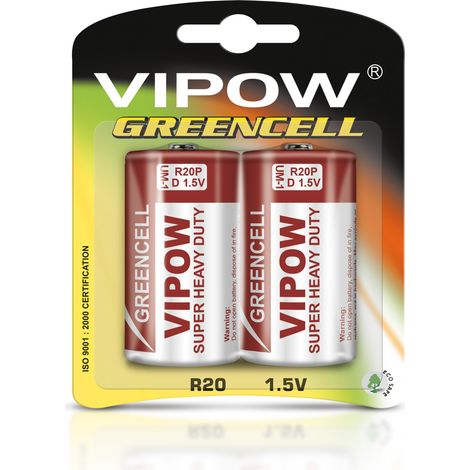 BAT0084B VIPOW GREENCELL R20 Batterien 2 Stück/bl