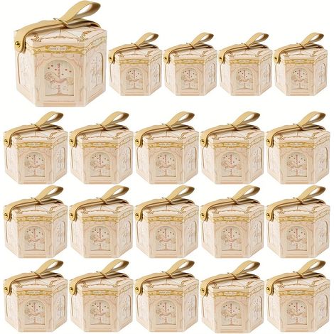 Boîtes-cadeaux en papier à thème carrousel - Lot de 20 avec poignées, pour bonbons, chocolats - Mariage, Baby-shower, Anniversaire, Noël, Pâques, Hano (1/5)