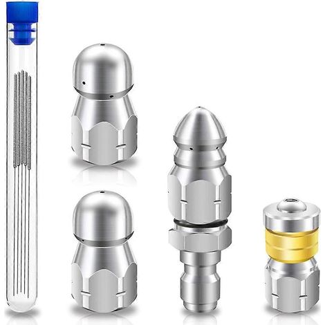 Kit de buse de nettoyage de canalisations, buse de nettoyage de canalisations en acier inoxydable, raccord rapide 1/4" NPT pour nettoyeur haute pression, 5000 PSI (1/4)