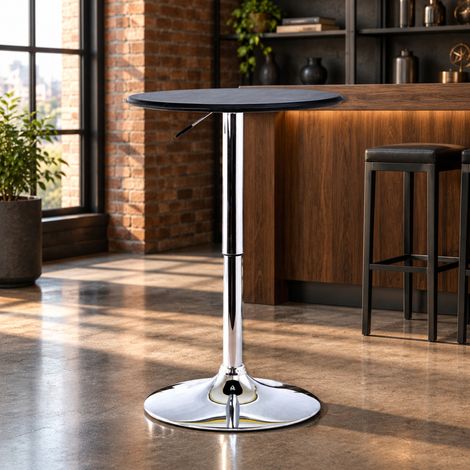 Tavolo da bar rotondo regolabile in altezza e girevole 360°, Ø 63 x 67-93 cm, nero REDOM (1/5)