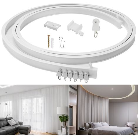 Jiubiaz Gardinenschiene Biegbare Deckenlaufschiene, Flexible Schiene für Vorhänge und Raumtrenner (1/5)