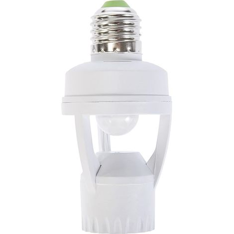Electraline 58309 Portalampada (Base Lampadina E27) con Sensore Crepuscolare e di Movimento, Bianco (1/4)