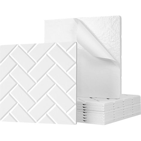 Lot de 12 panneaux acoustiques autocollants, rembourrage insonorisant en polyester, panneaux muraux insonorisants haute densité, 30 cm x 30 cm, blanc (1/5)