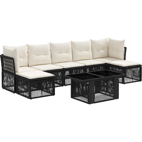 Conjunto de sofás de jardín 8 uds. Negro ratán sintético vidaXL (1/5)