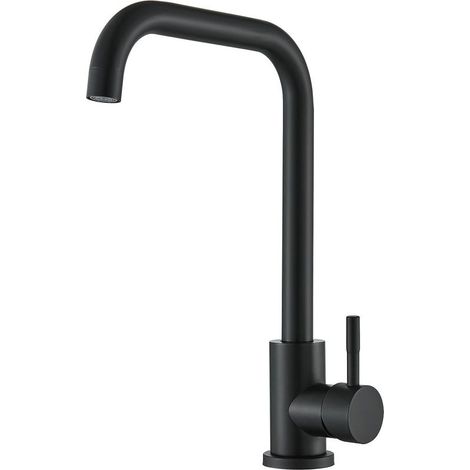 Robinet de cuisine robinet de cuisine noir en acier inoxydable, robinet de cuisine mitigeur rotatif à 360° cuisine avec bec haut, robinet d'évier raccords G3/8', robinet de cuisine noir bec haut (1/5)