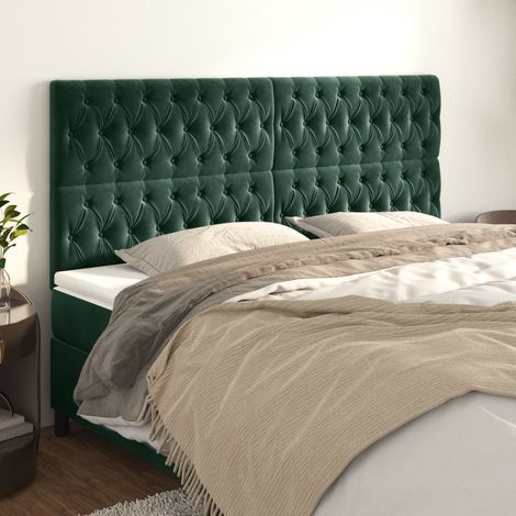 Lot de 4 Têtes de lit,Panneau de lit,Pour Lit adulte,Décoration murale Vert foncé 100x7x78/88 cm Velours XZZ779262 (1/5)