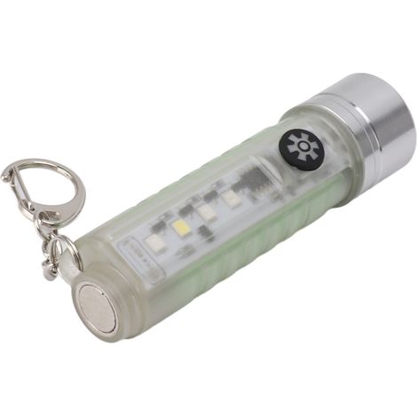 Mini lampe torche porte-clés blanche, rechargeable par USB Type C, étanche IP65. (1/5)