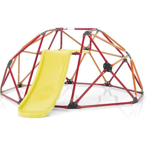 Cupola di arrampicata e set da gioco con scivolo capacità di carico di 180KG, Parco giochi per bambini Rosso e arancione (1/5)