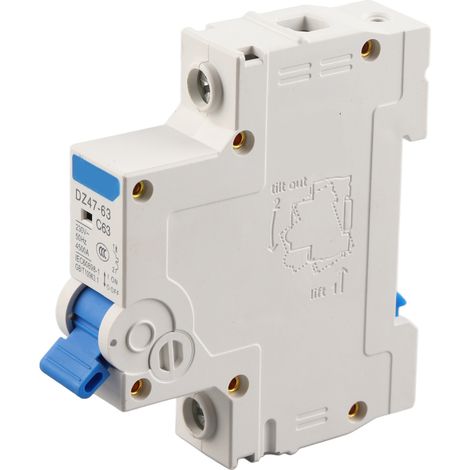 Disjoncteur miniature 1 pôle DZ47-63 63A 230VAC, interrupteur de coupure pour tableau électrique (1/5)
