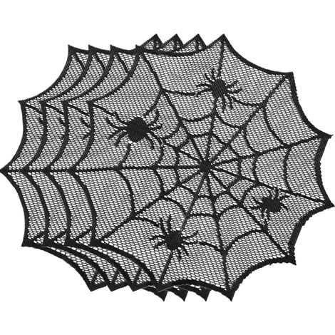 CCYKXA Halloween-Tischsets, 30 cm, 4er-Set, Spinnen-Tischsets aus Segeltuch, rutschfeste, hohle Tischsets, gotische Dekoration für Esszimmer und Zuhause (1/5)