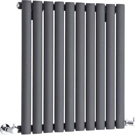 Milano Aruba Anthracite Horizontal Single Oval Panel Radiator - 635mm x 595mm (1/5)