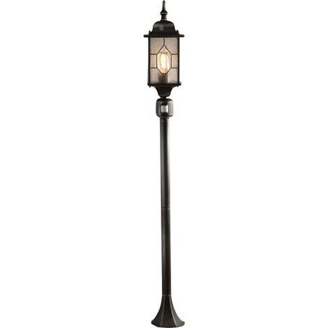 Konstsmide Milano Poteau de borne simple extérieur moderne noir, argent avec détecteur de mouvement, IP43 (1/3)
