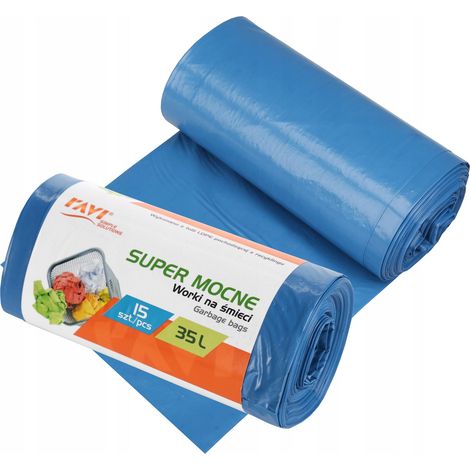 SACCHI PER LA SPAZZATURA SUPER RESISTENTI 35 l 15 pezzi LDPE 52x57cm