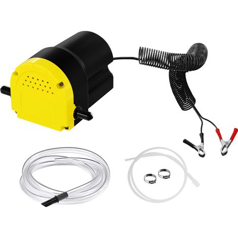 Wiltec Pompe d'aspiration à Fuel Diesel – 12 V / 60 W / 1,5 l/min – avec Tuyaux et bornes de batterie – Pour gazole et huile de diesel, vidange transvasement