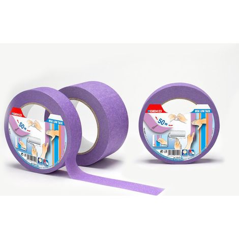 Lilafarbenes Abdeckband, 50 m x 50 mm, geringe Klebekraft für empfindliche Oberflächen