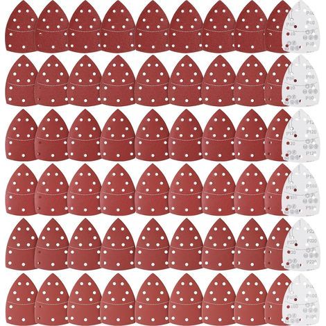 50 Schleifblätter, 152 x 105 mm, 11 Löcher, Körnung 40–400, Aluminiumoxid, für elektrische Schleifmaschinen für Holz und Metall (1/5)