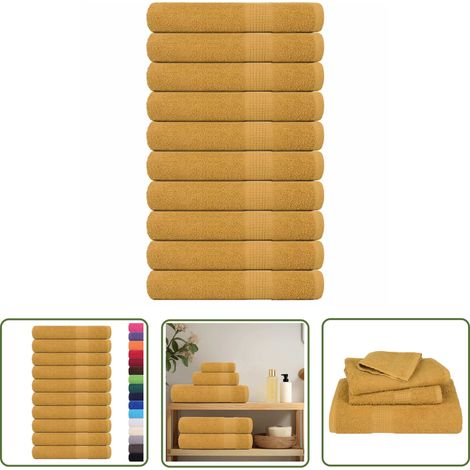 vidaXL Saunatücher 10 Stk. Golden 80x200 cm 360 g/m² 100% Baumwolle (1/5)
