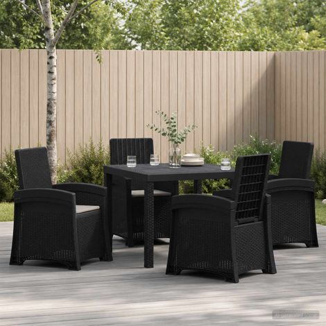 vidaXL Conjunto de Comedor de Jardín 5 uds. Antracita y Gris Claro PP (1/5)